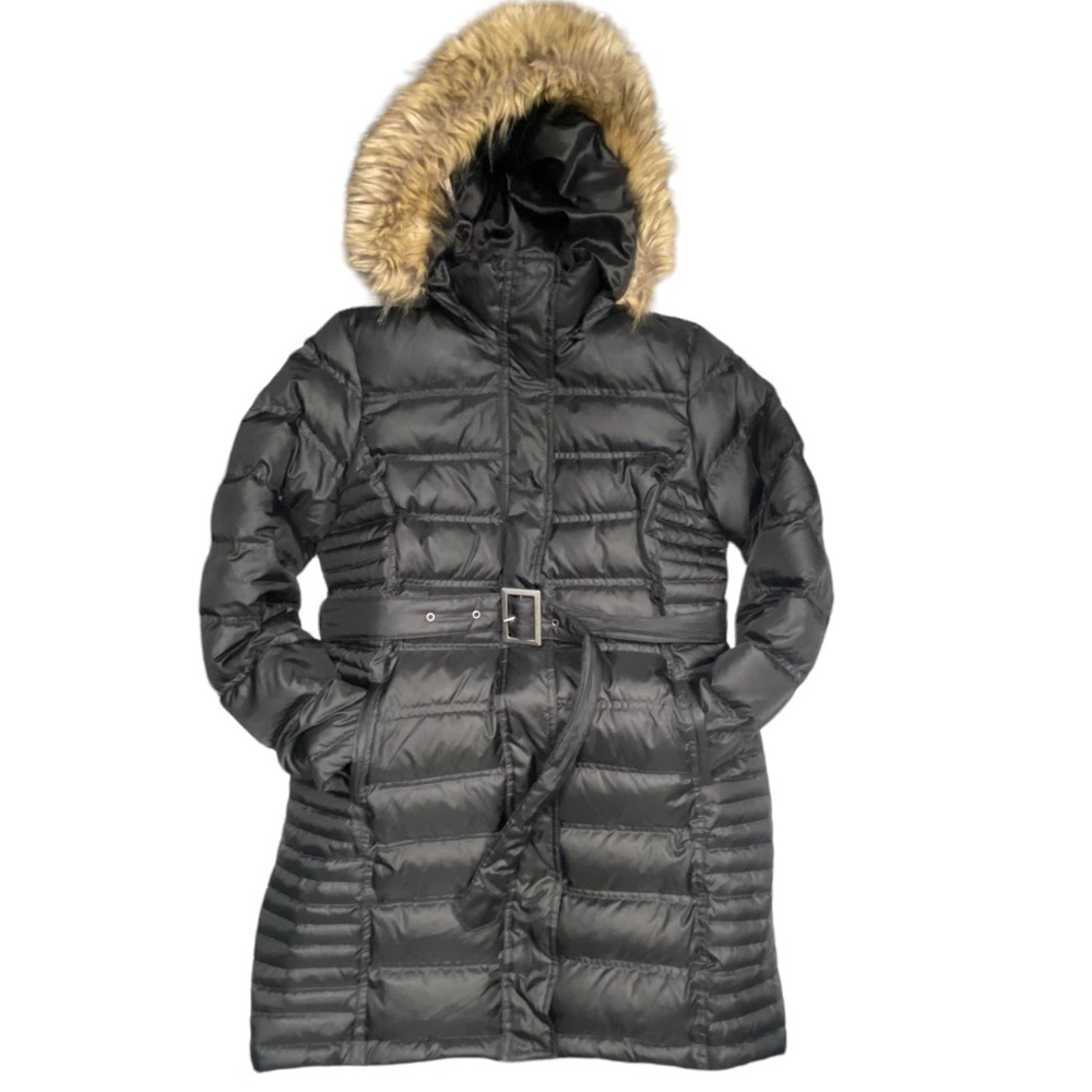 Brooks Brothers Down 346  Belted Puffer Parka Jacket Black L - Picture 3 of 13